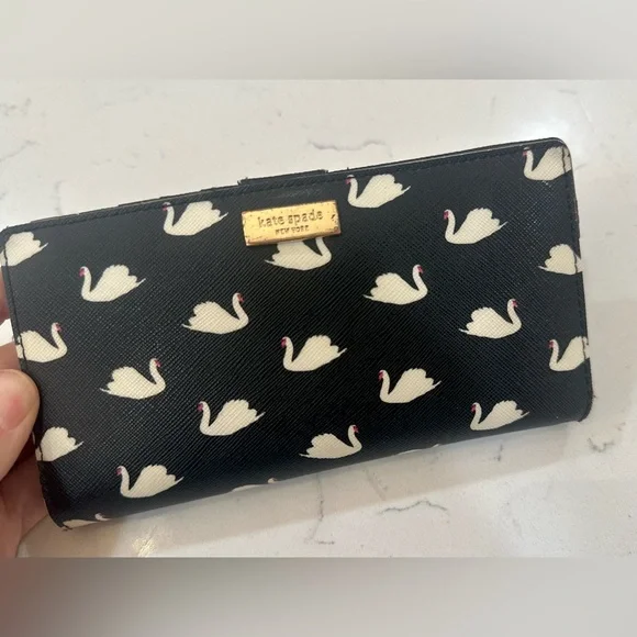 Kate Spade Black Wallet with Swan Design - Picture 6 of 9